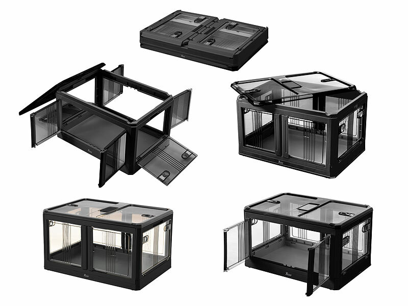 ; Faltbare Aufbewahrungsboxen mit Deckel, MDF-Ablage und seitlichen Klappen, transparent Faltbare Aufbewahrungsboxen mit Deckel, MDF-Ablage und seitlichen Klappen, transparent Faltbare Aufbewahrungsboxen mit Deckel, MDF-Ablage und seitlichen Klappen, transparent Faltbare Aufbewahrungsboxen mit Deckel, MDF-Ablage und seitlichen Klappen, transparent 