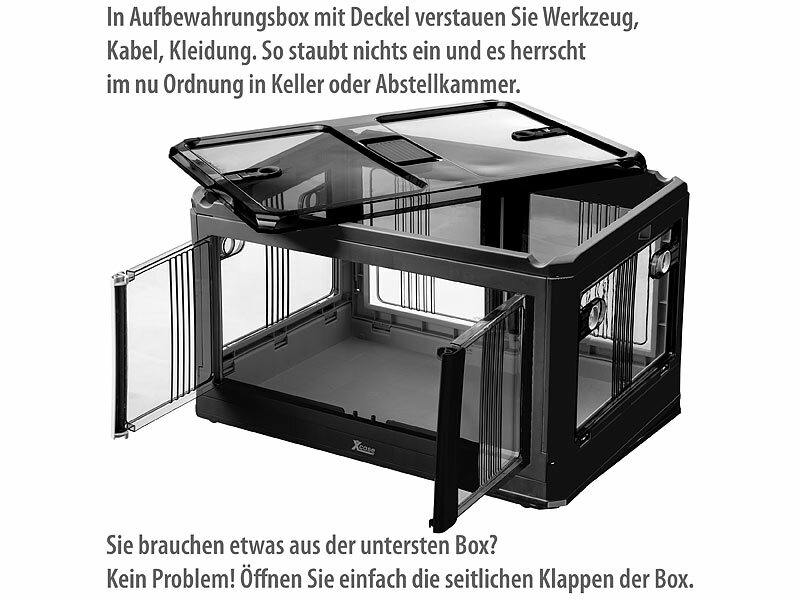 ; Faltbare Aufbewahrungsboxen mit Deckel, MDF-Ablage und seitlichen Klappen, transparent Faltbare Aufbewahrungsboxen mit Deckel, MDF-Ablage und seitlichen Klappen, transparent Faltbare Aufbewahrungsboxen mit Deckel, MDF-Ablage und seitlichen Klappen, transparent Faltbare Aufbewahrungsboxen mit Deckel, MDF-Ablage und seitlichen Klappen, transparent 