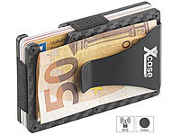 Xcase RFID-Kartenetui aus Carbon, Schutz für 15 Chip-Karten, mit Geldklammer; RFID-Kartenetuis RFID-Kartenetuis RFID-Kartenetuis 